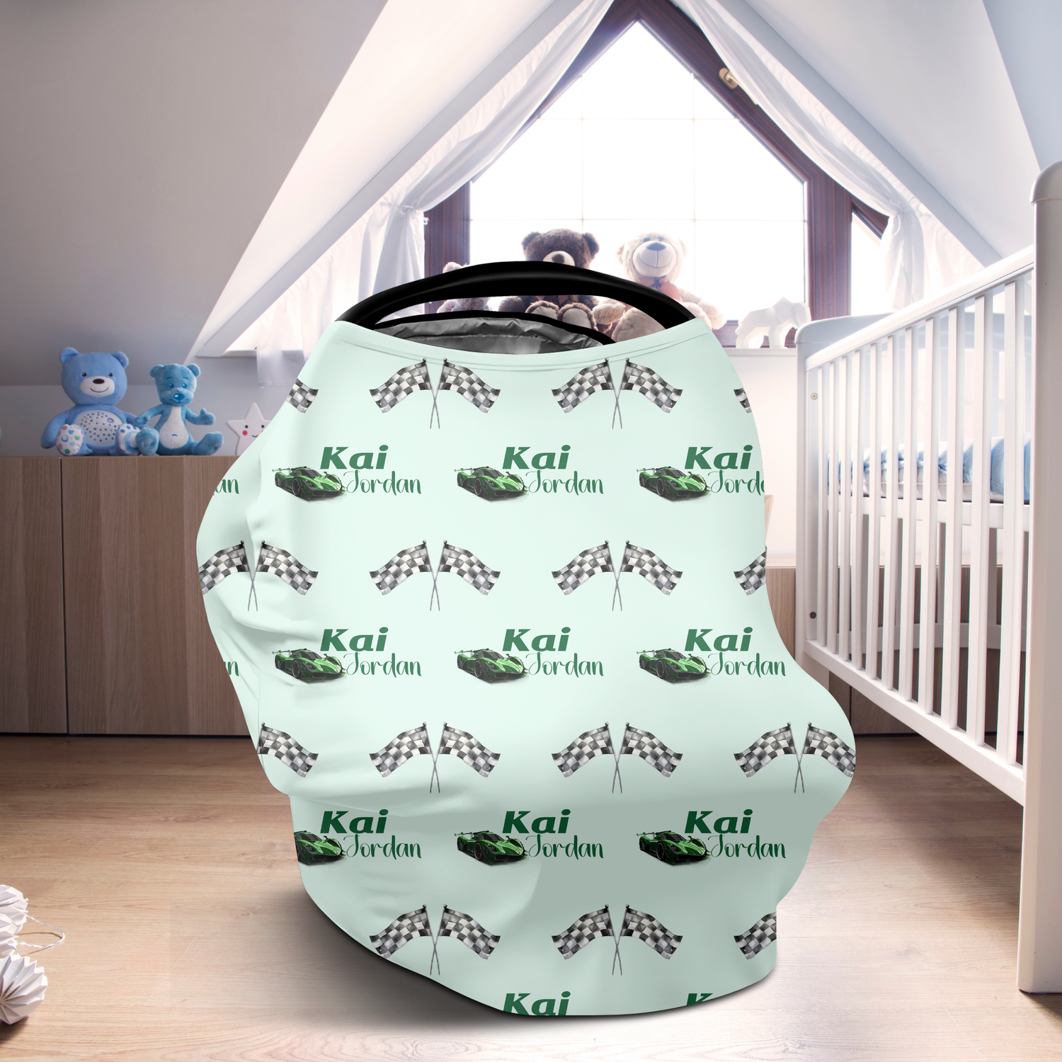 Little Racers Car Seat Cover (Green) (A044)