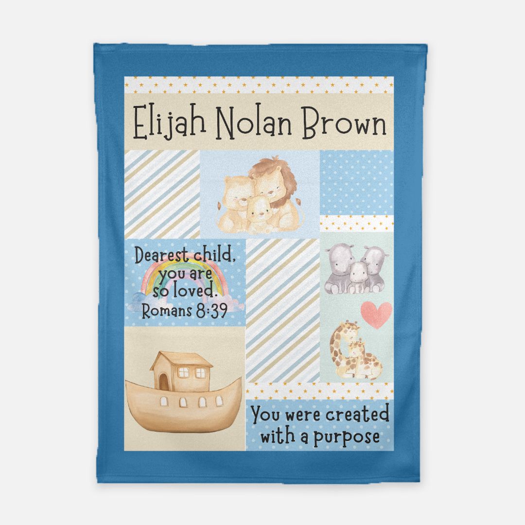 Noah's Ark Blanket (B084) (Blue)