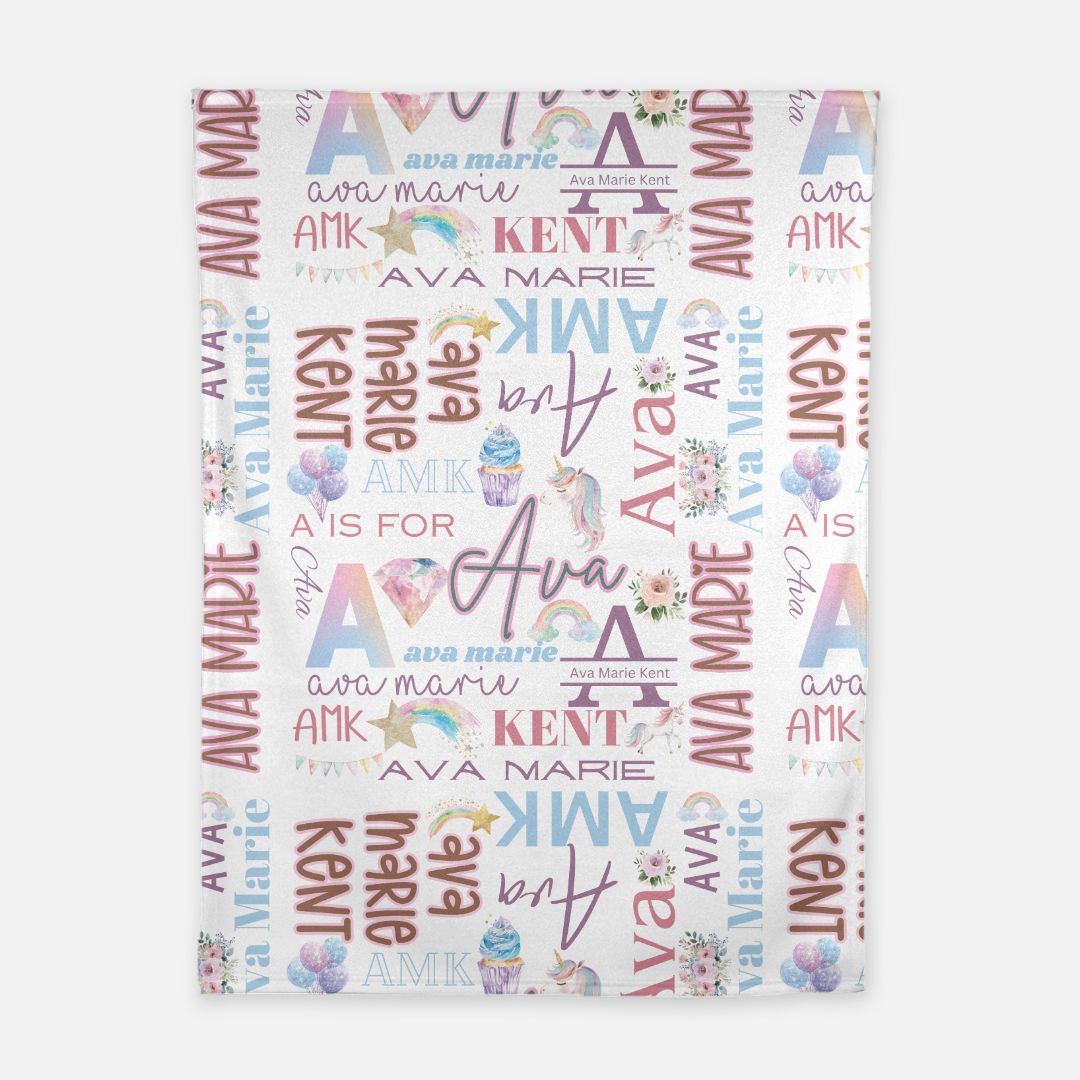 Unicorn Name Blanket (B030)