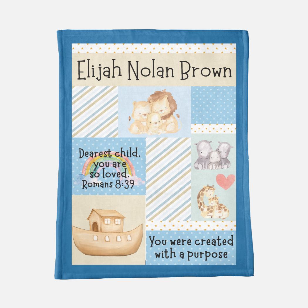 Noah's Ark Blanket (B084) (Blue)
