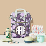 Violet Floral Monogram Diaper Bag (A219)