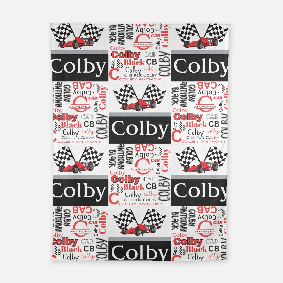 Race Car Name Blanket (B028)