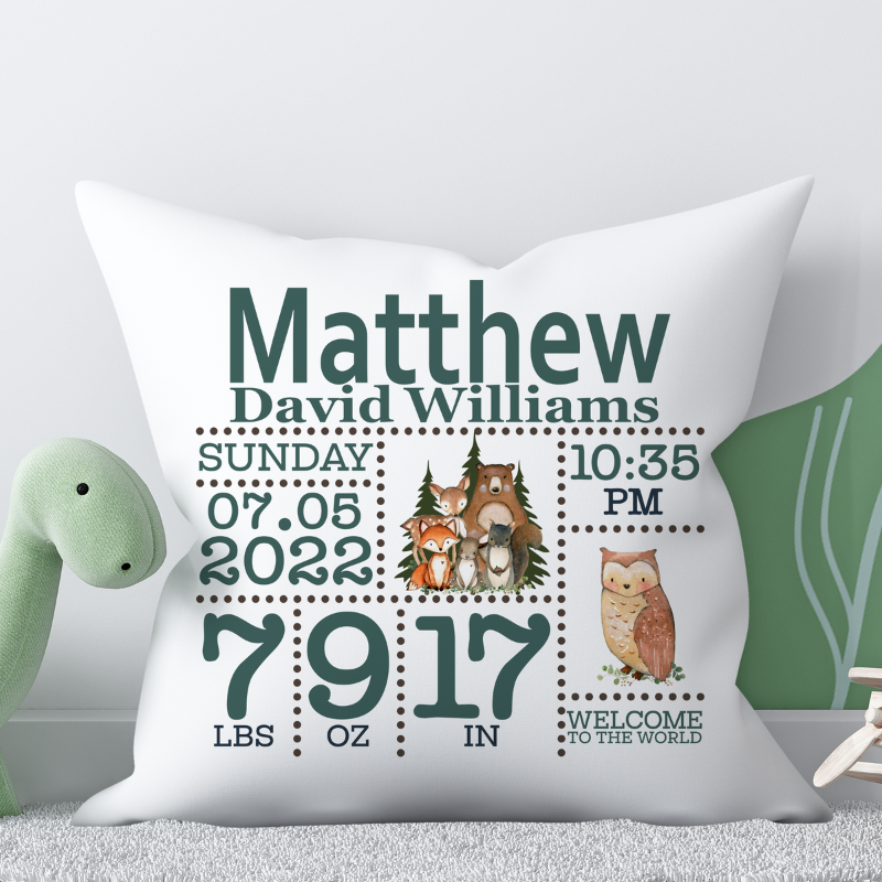 Birth Announcement Pillow - Woodland (A113)