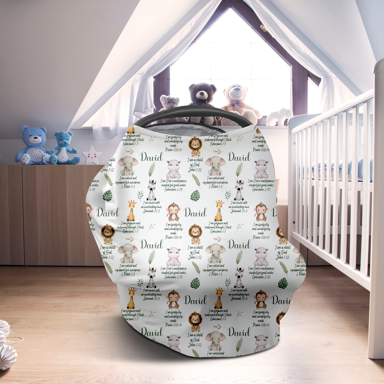 Safari Bible Affirmations Car Seat Cover (A077)