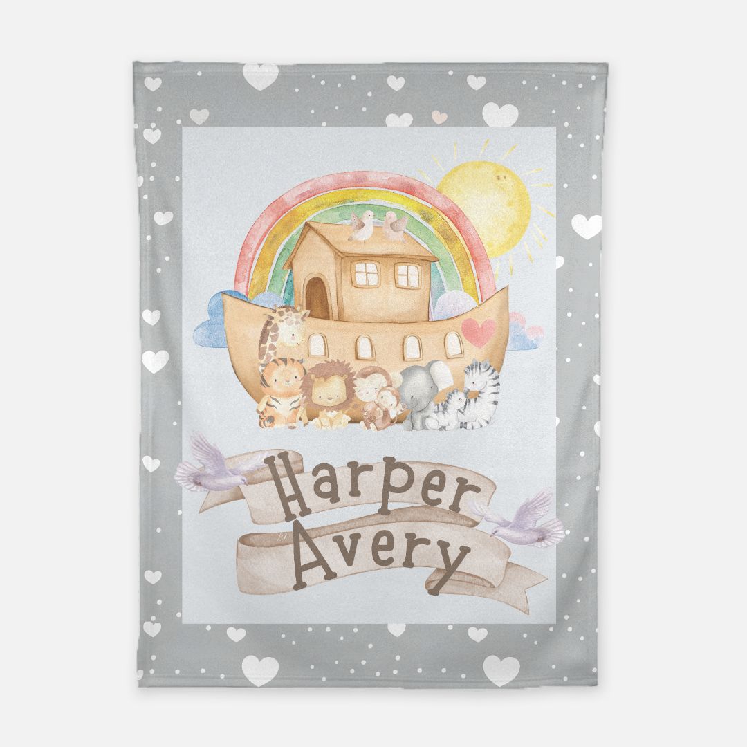 Noah's Ark: Hearts and Rainbows Blanket (B087)