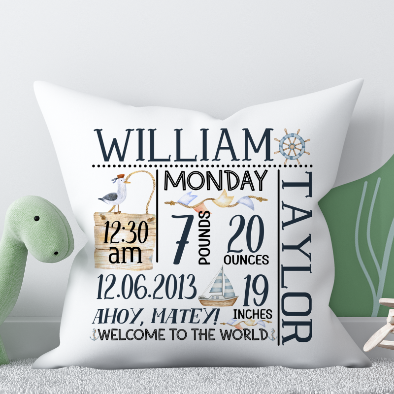 Birth Announcement Pillow - Nautical (A134)