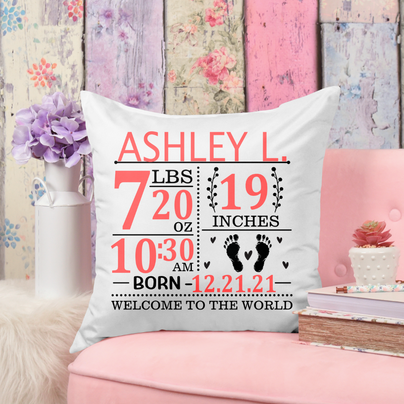 Birth Announcement Pillow - Baby Feet (A137)