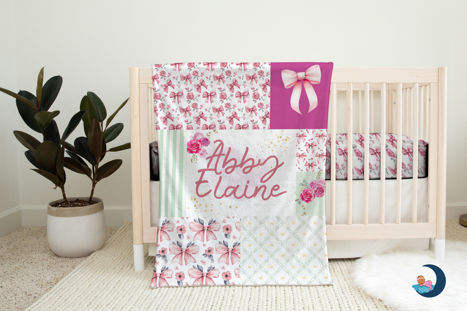 Abby Elaine's Bows in a Flower Bed Blanket (B131)