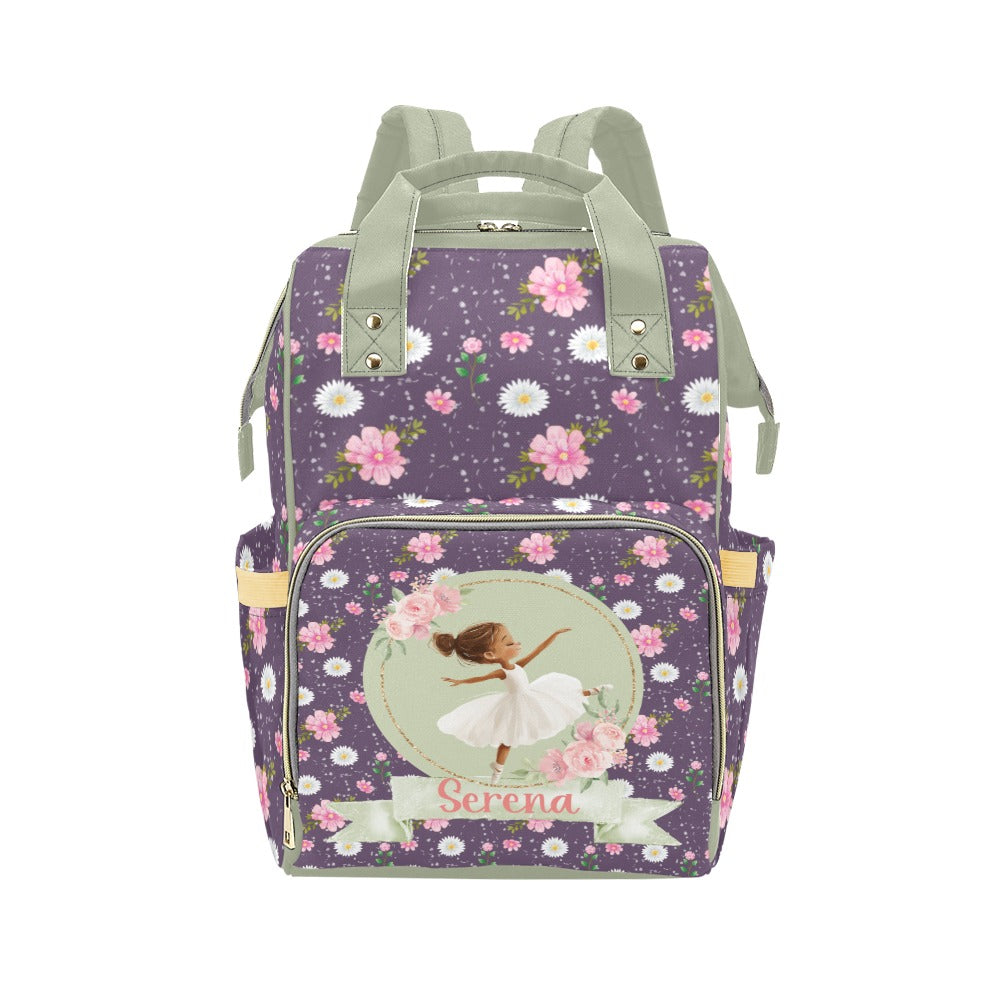 Twirling with Flowers Diaper Bag (A052) (Purple)