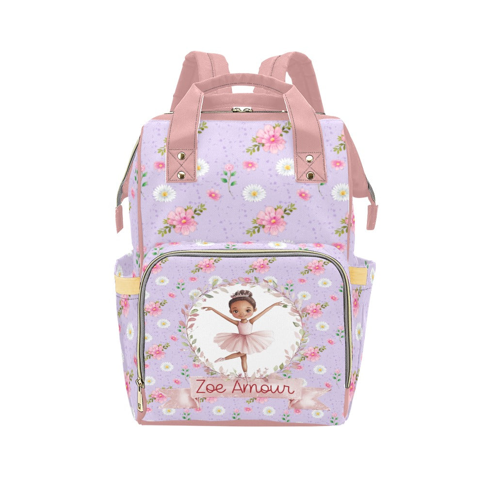Twirling with Flowers Diaper Bag (A054) (Light Purple)