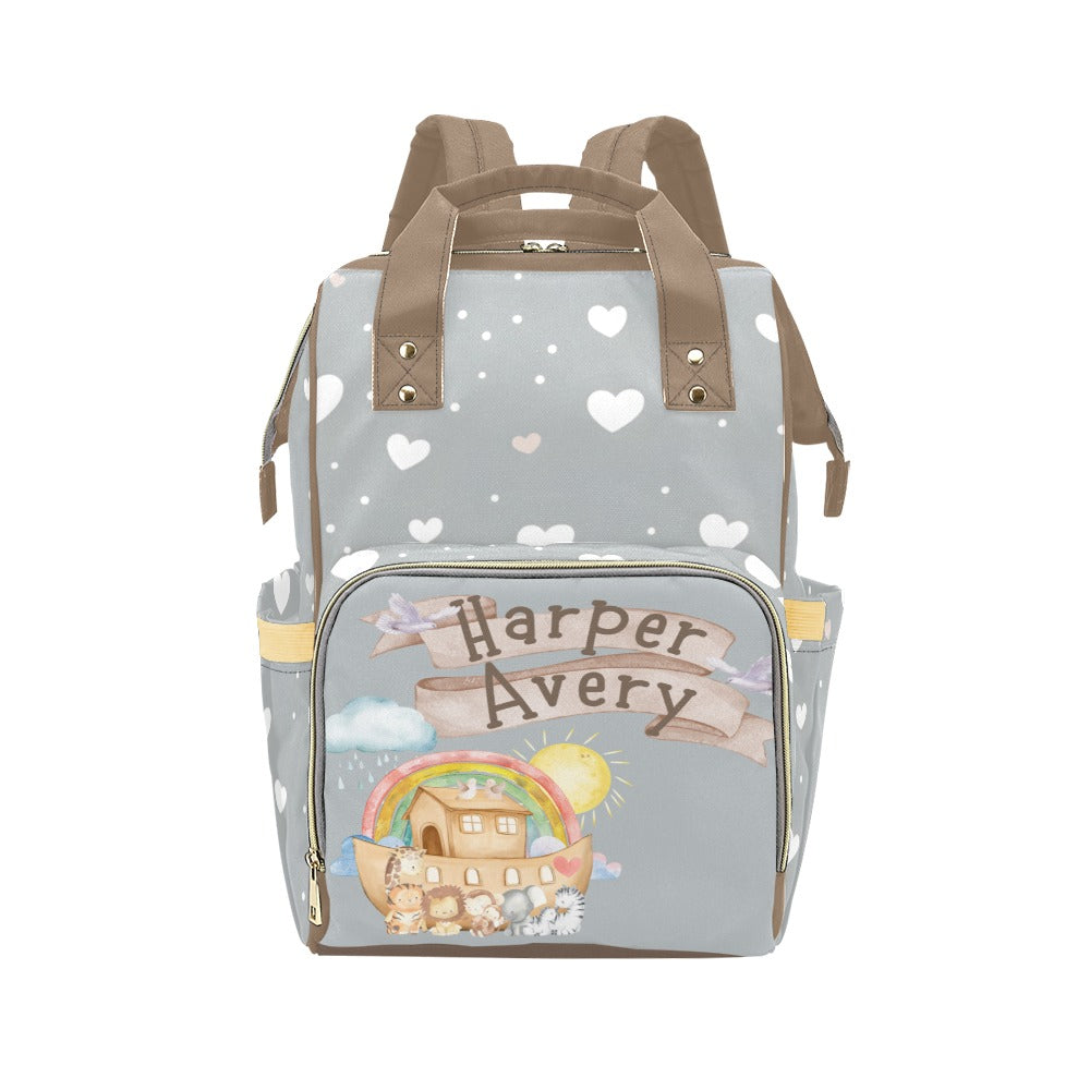 Noah's Ark: Hearts and Rainbows Diaper Bag (A062)