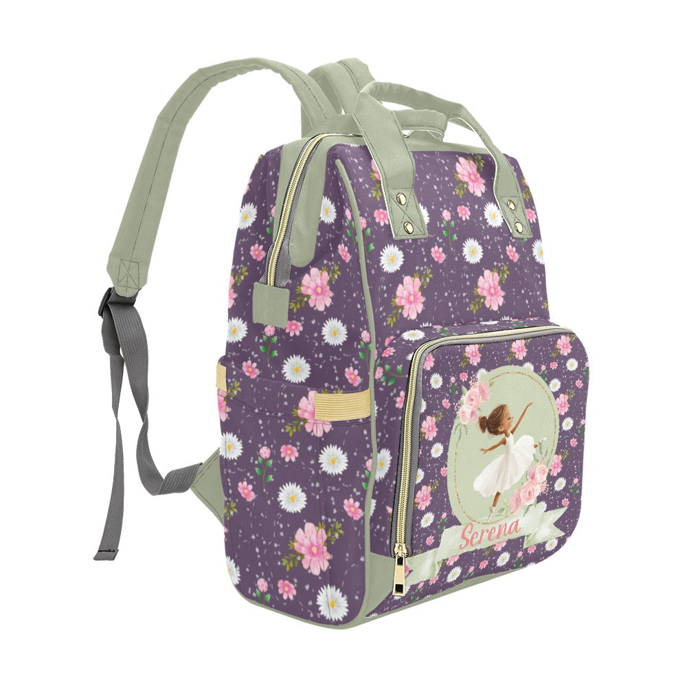 Twirling with Flowers Diaper Bag (A052) (Purple)