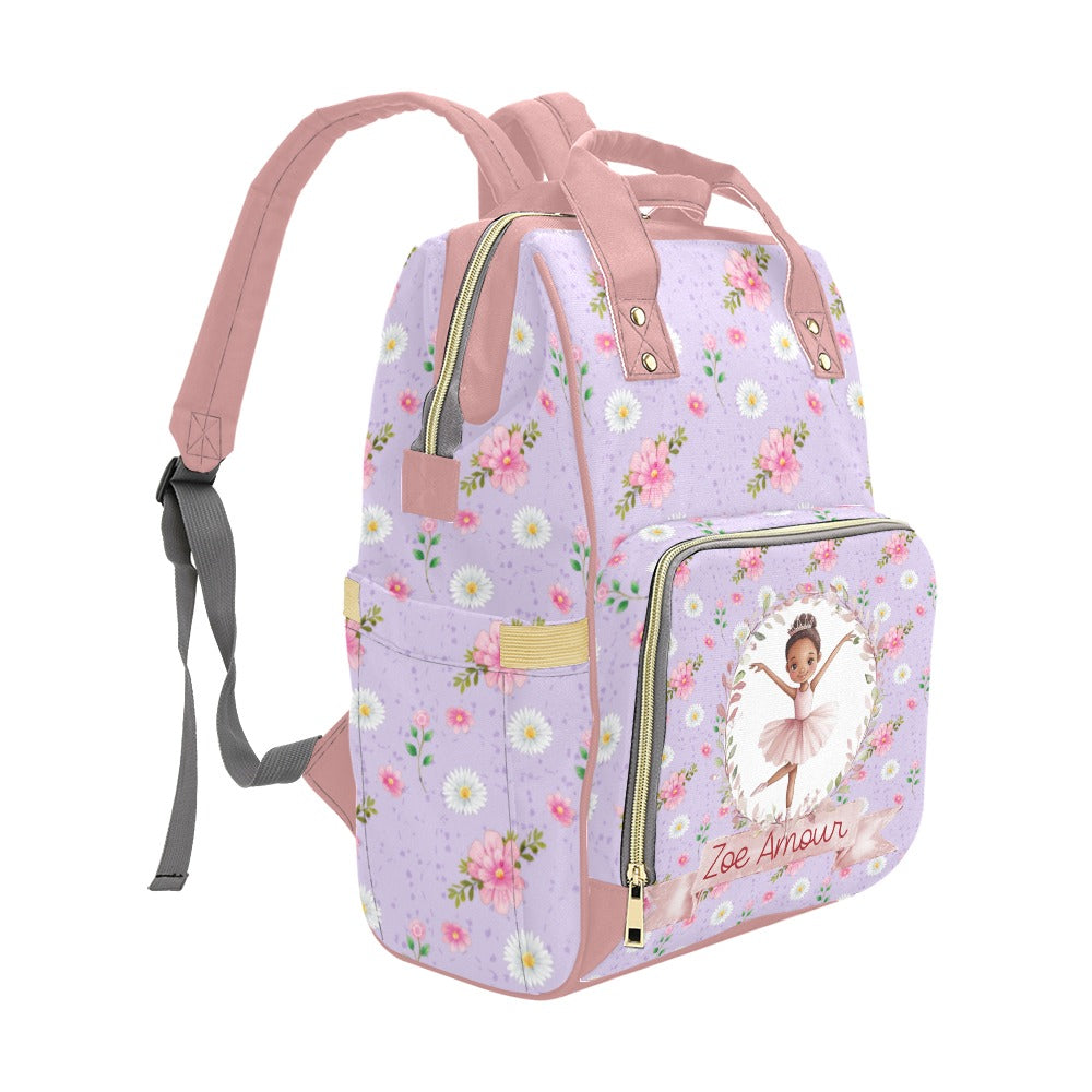 Twirling with Flowers Diaper Bag (A054) (Light Purple)