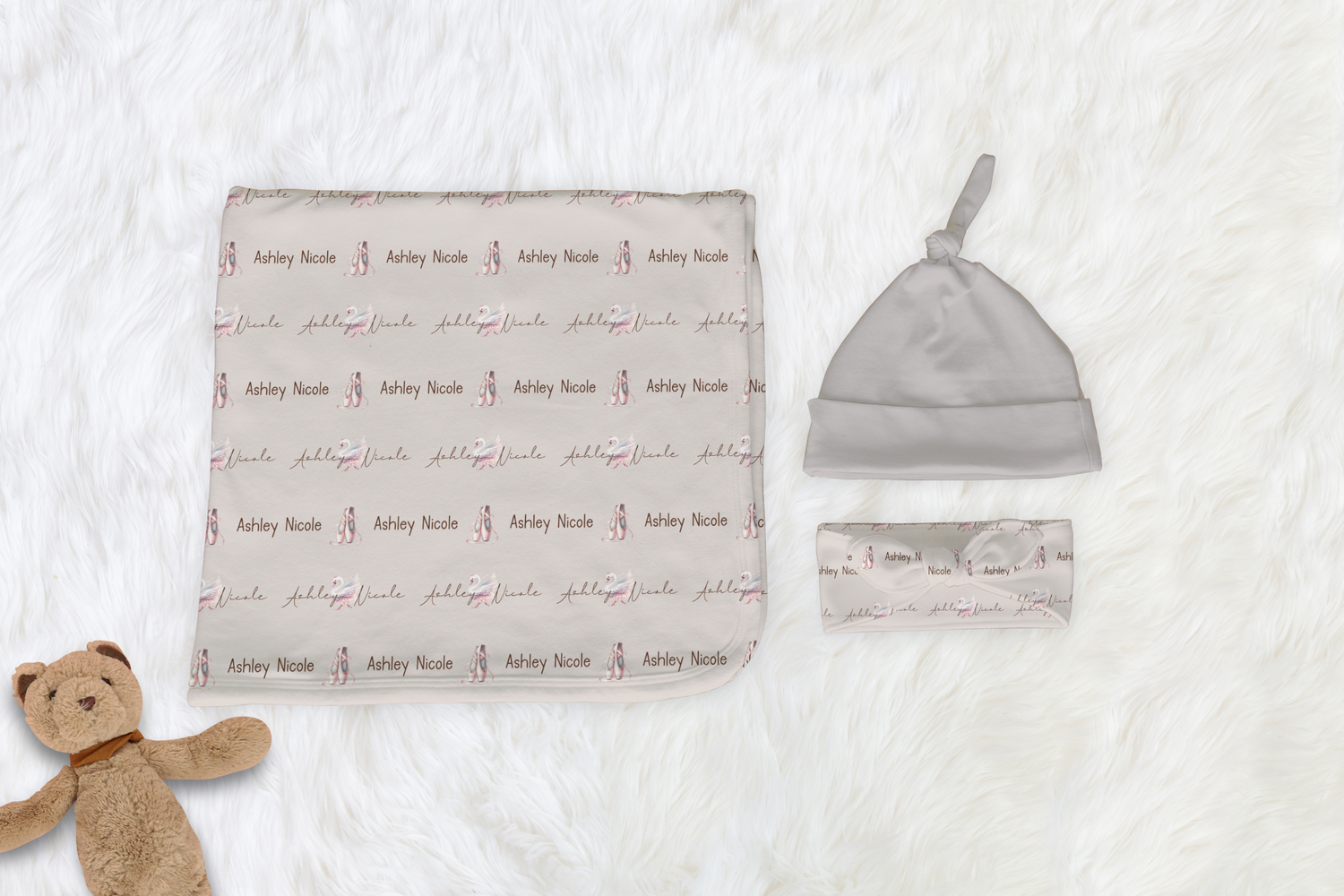 Ballerina Script Swaddle Set (B072)