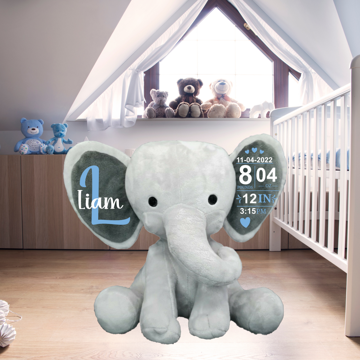 Personalized Birth Announcement Elephant Keepsake (A093)