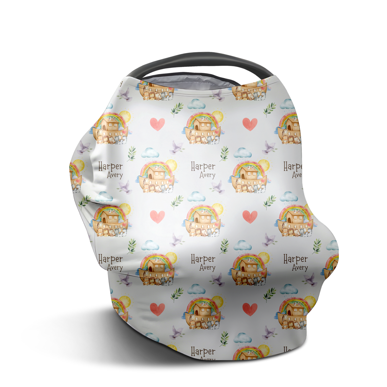 Noah's Ark: Hearts and Rainbows Car Seat Cover (A061)