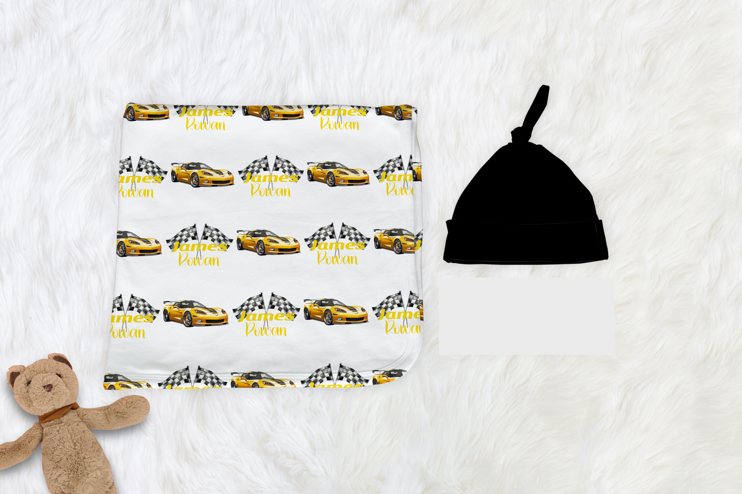 Race Car Swaddle Set (Yellow) (B064)