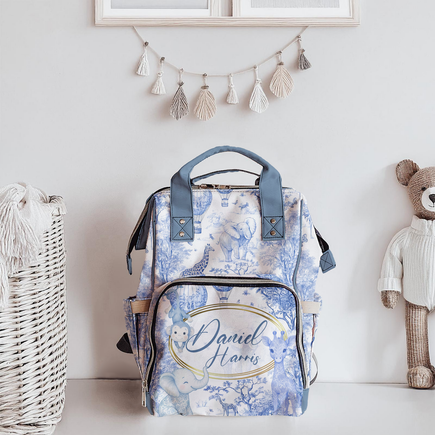 Toile De Jouy Safari Diaper Bag (A189)