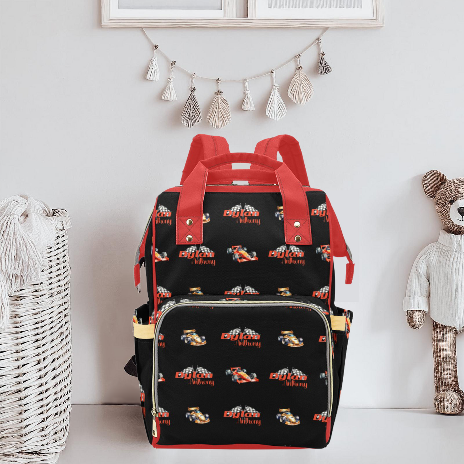 Race Car Diaper Bag (Red and Black) (A033)