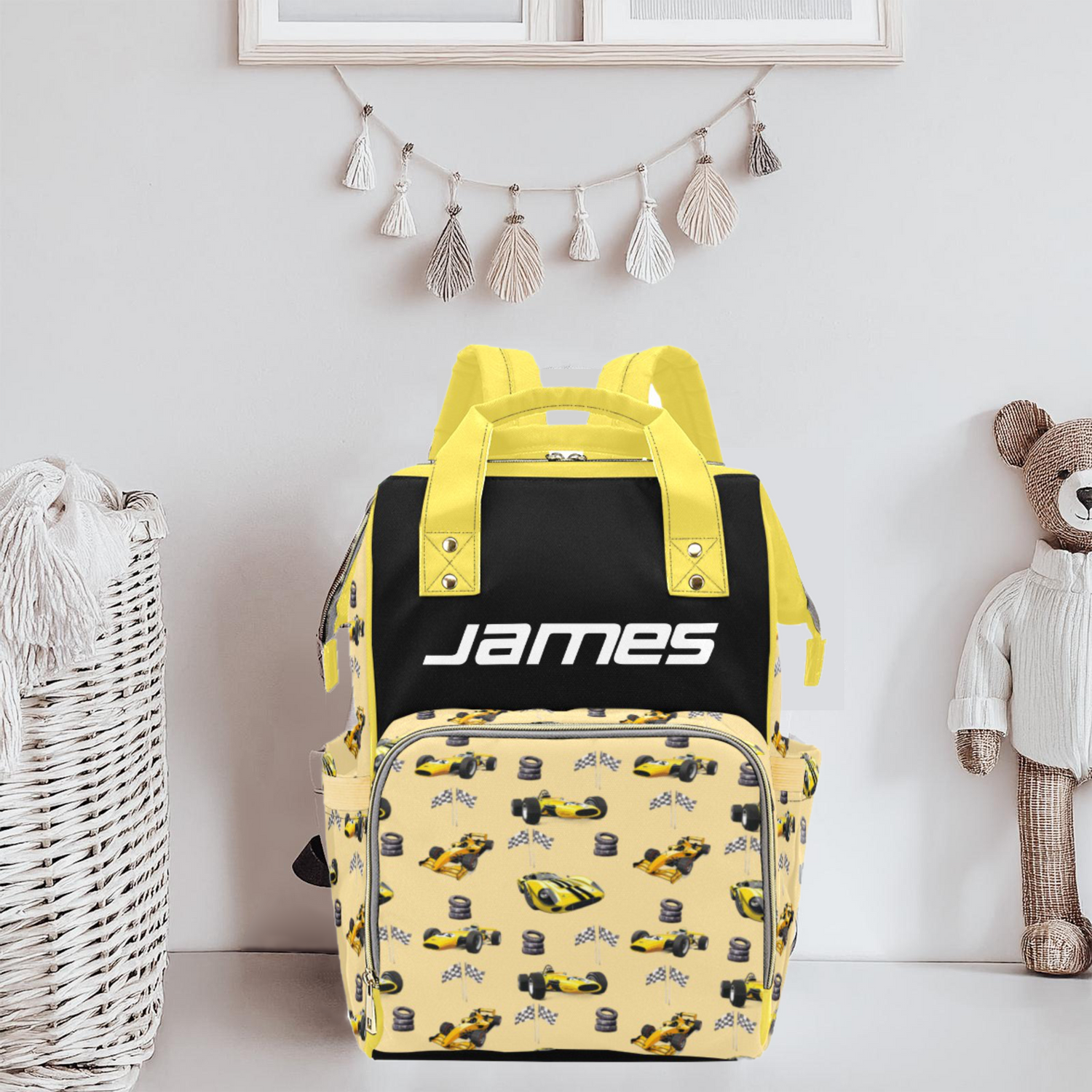 Race Car Diaper Bag (Yellow) (A039)