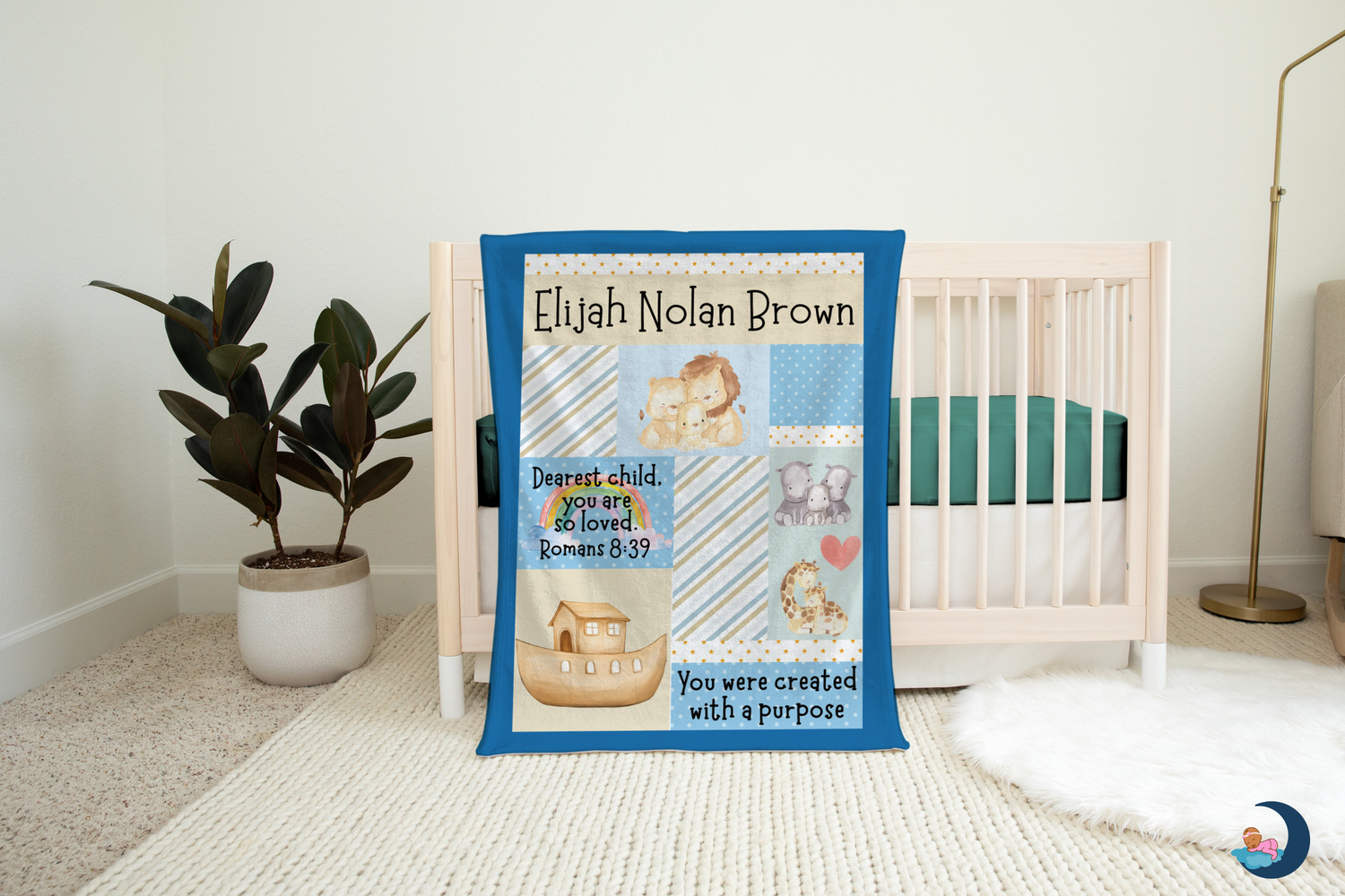 Noah's Ark Blanket (B084) (Blue)