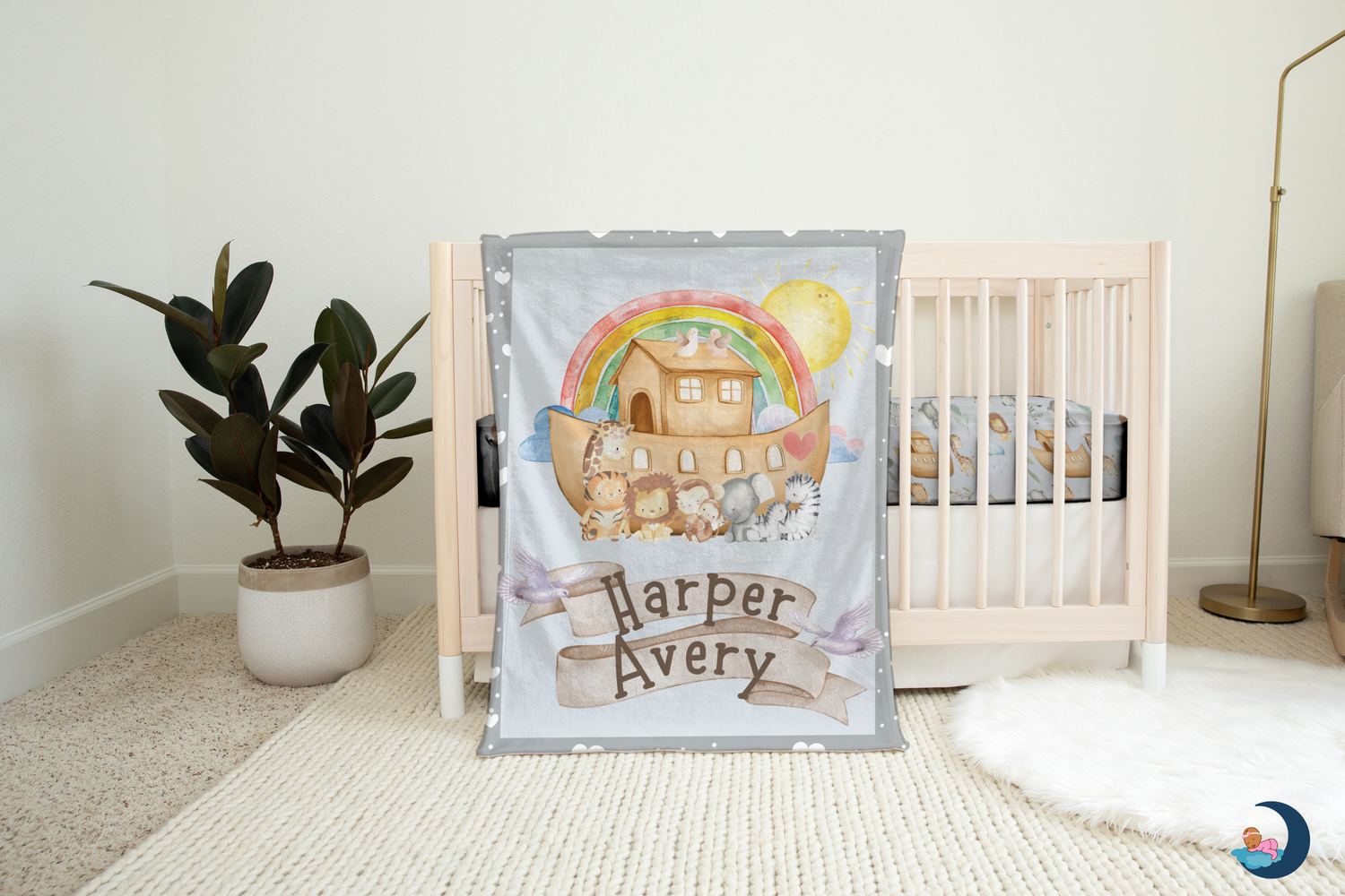 Noah's Ark: Hearts and Rainbows Blanket (B087)