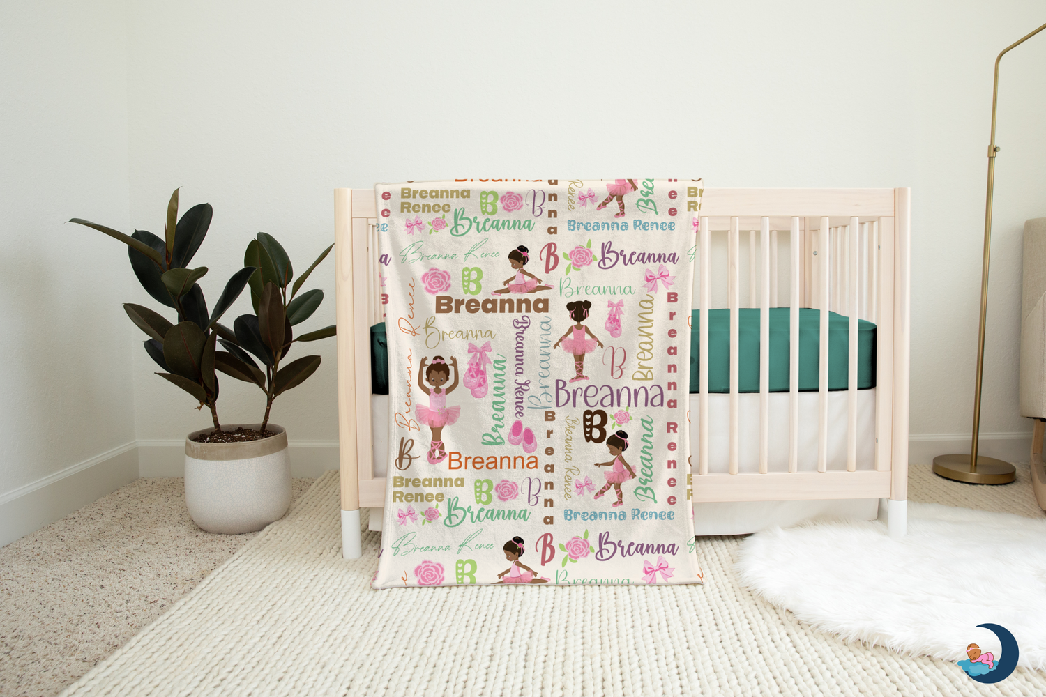 African American Ballerina Name Blanket (B114)