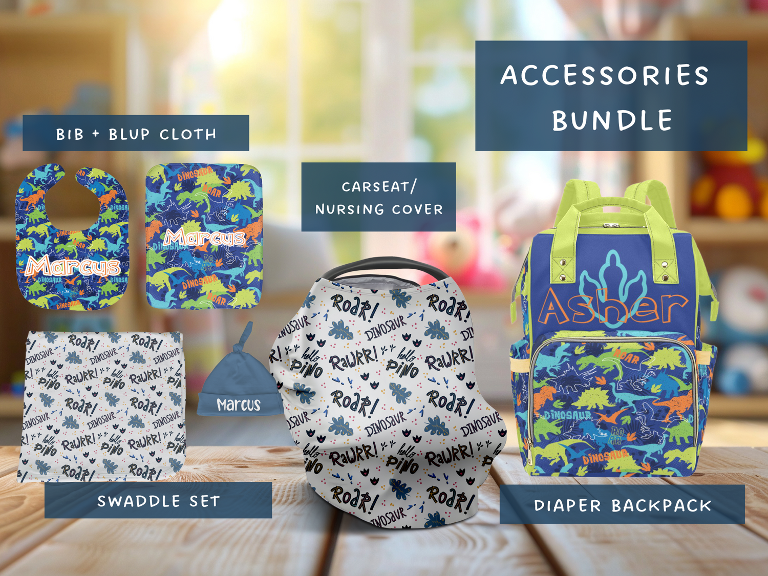 RAWR! Dinosaur Accessories Set (Bun048)