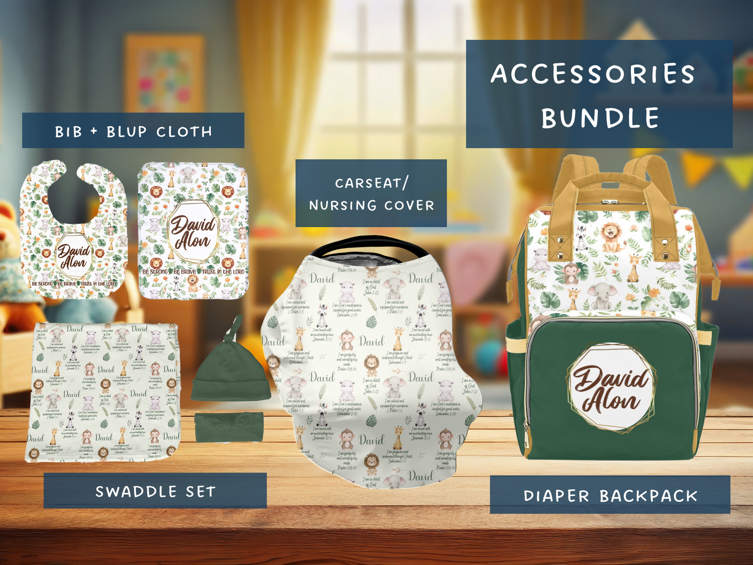 Safari Bible Affirmations Accessories Set (Bun031)