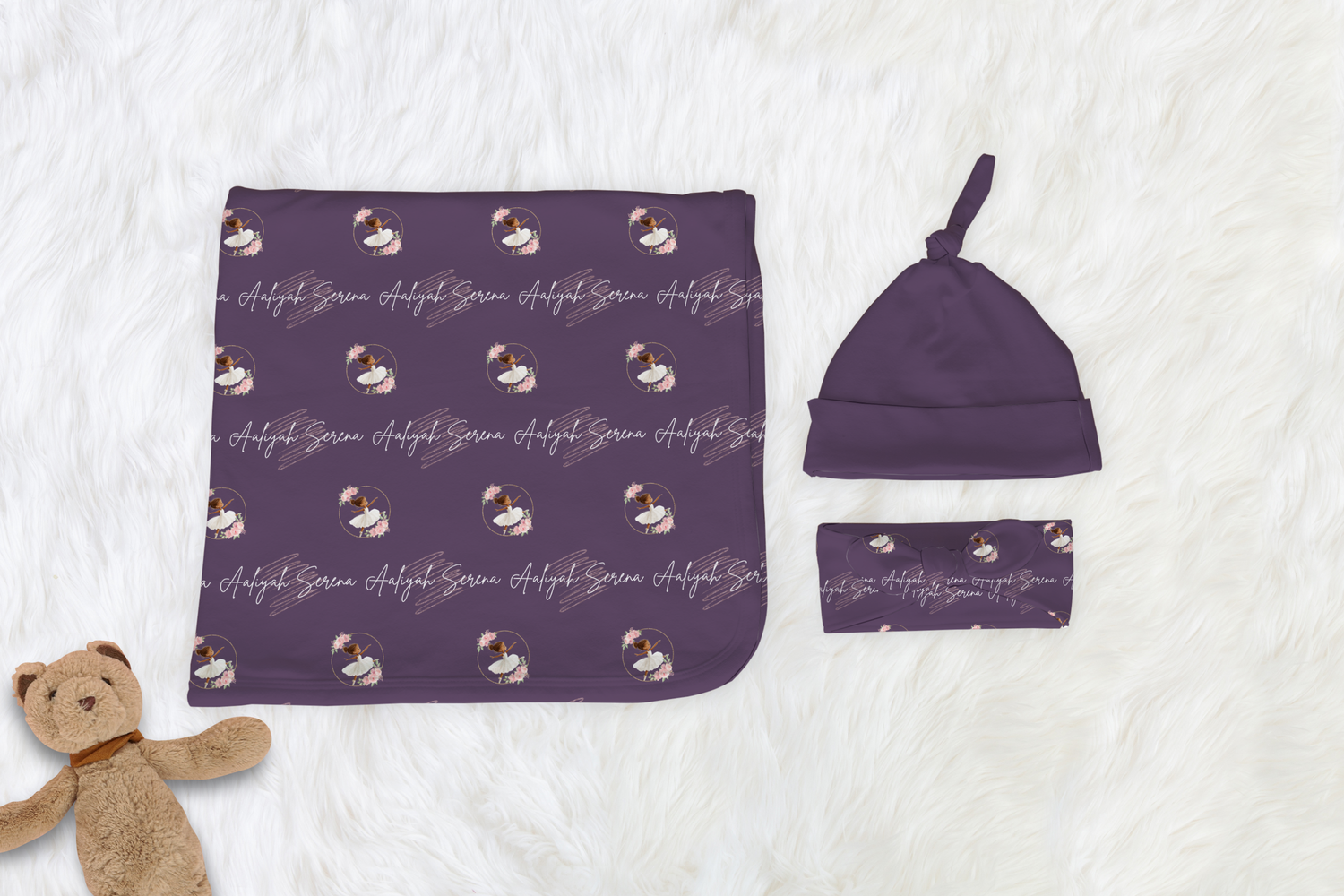Twirling Ballerina Swaddle Set (B075) (Purple)