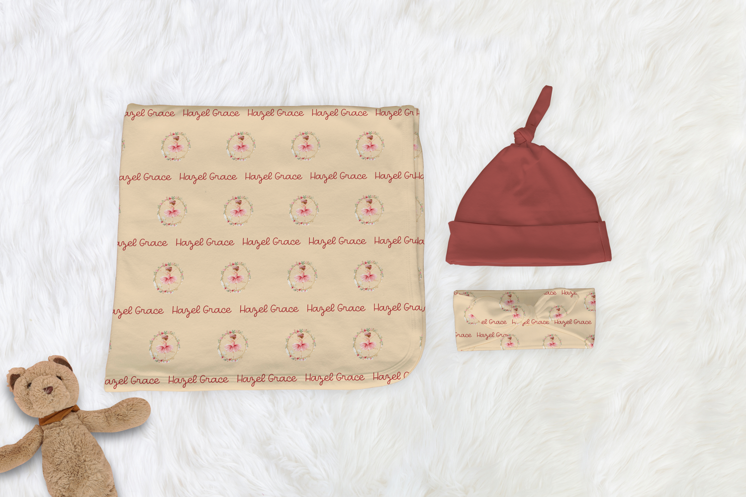 Twirling Ballerina Swaddle Set (B079) (Peach)