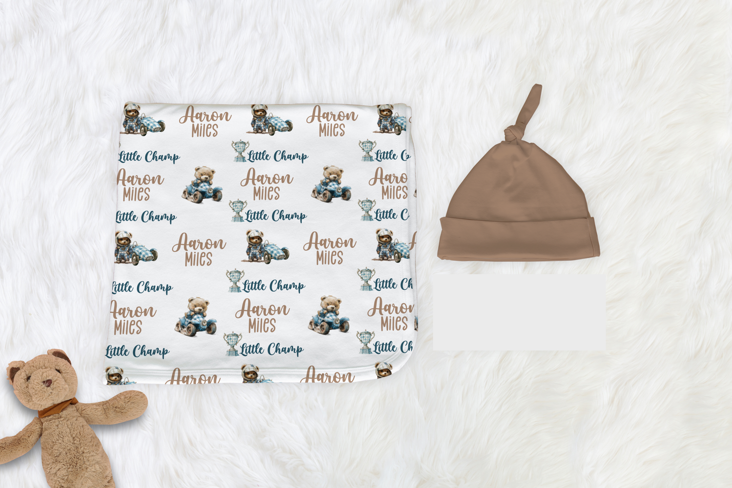 Teddy Bear Racer Swaddle Set (B060)