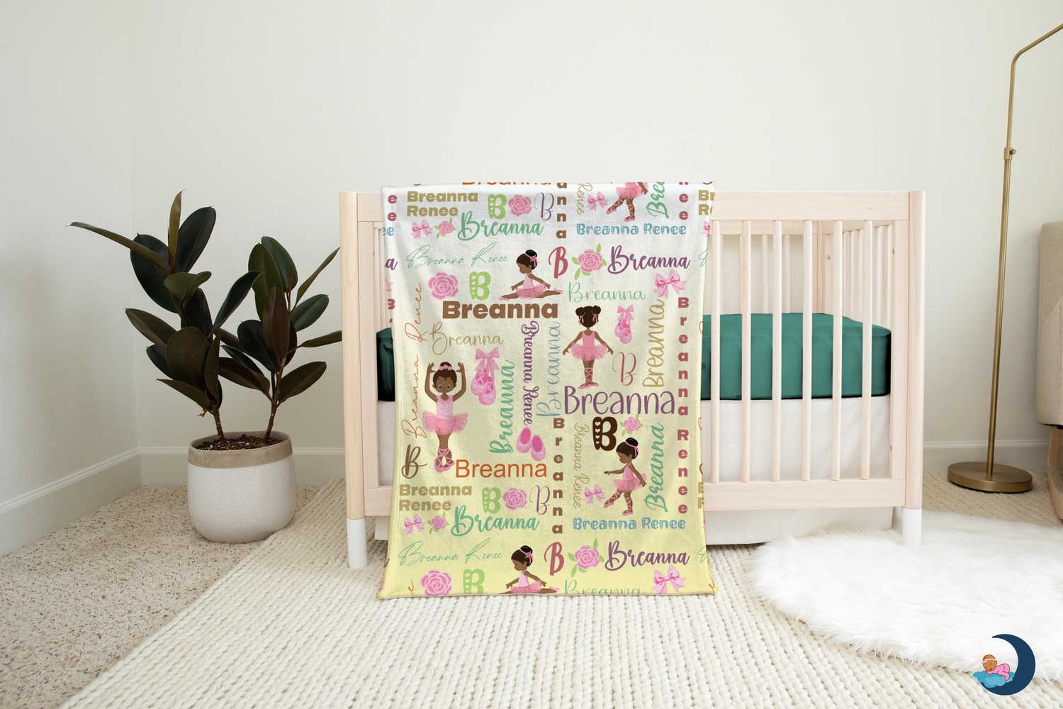 African American Ballerina Name Blanket (B114)