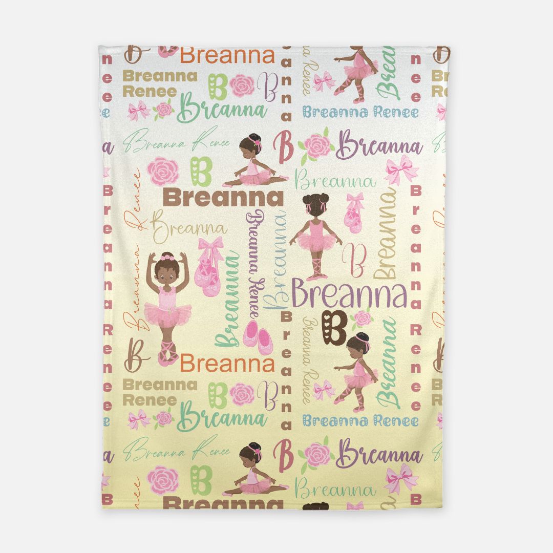 African American Ballerina Name Blanket (B114)