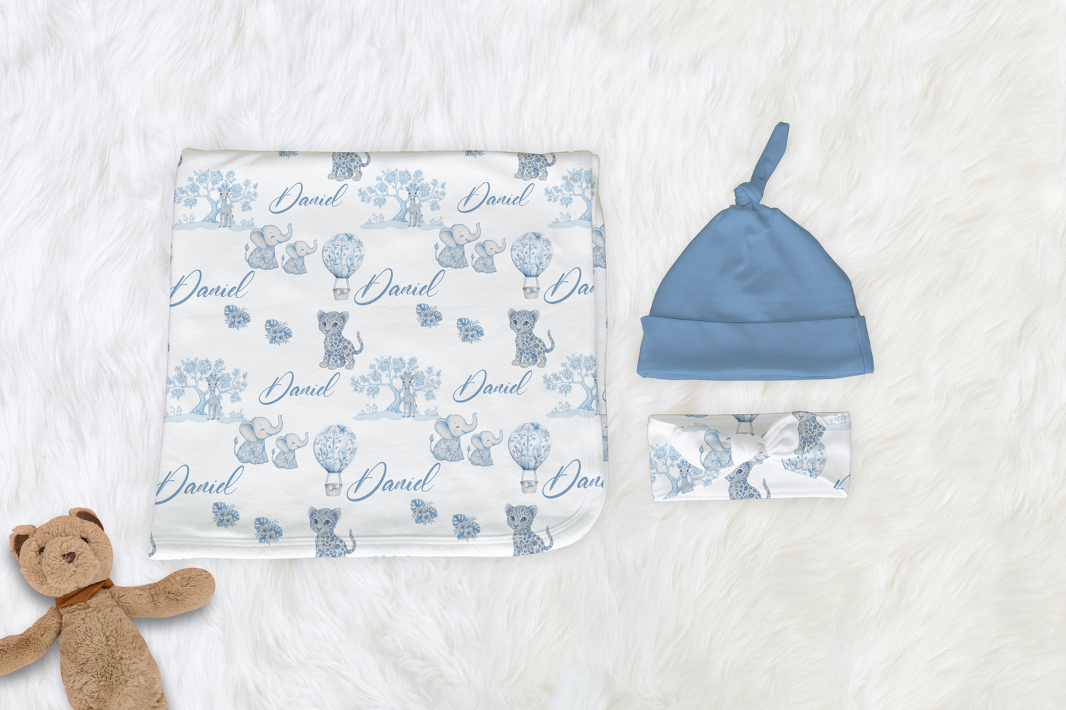 Toile De Jouy Safari Swaddle Set (B213)