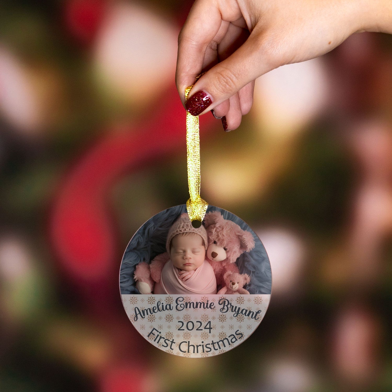 Custom Clear Acrylic Ornament (Round)(A014)