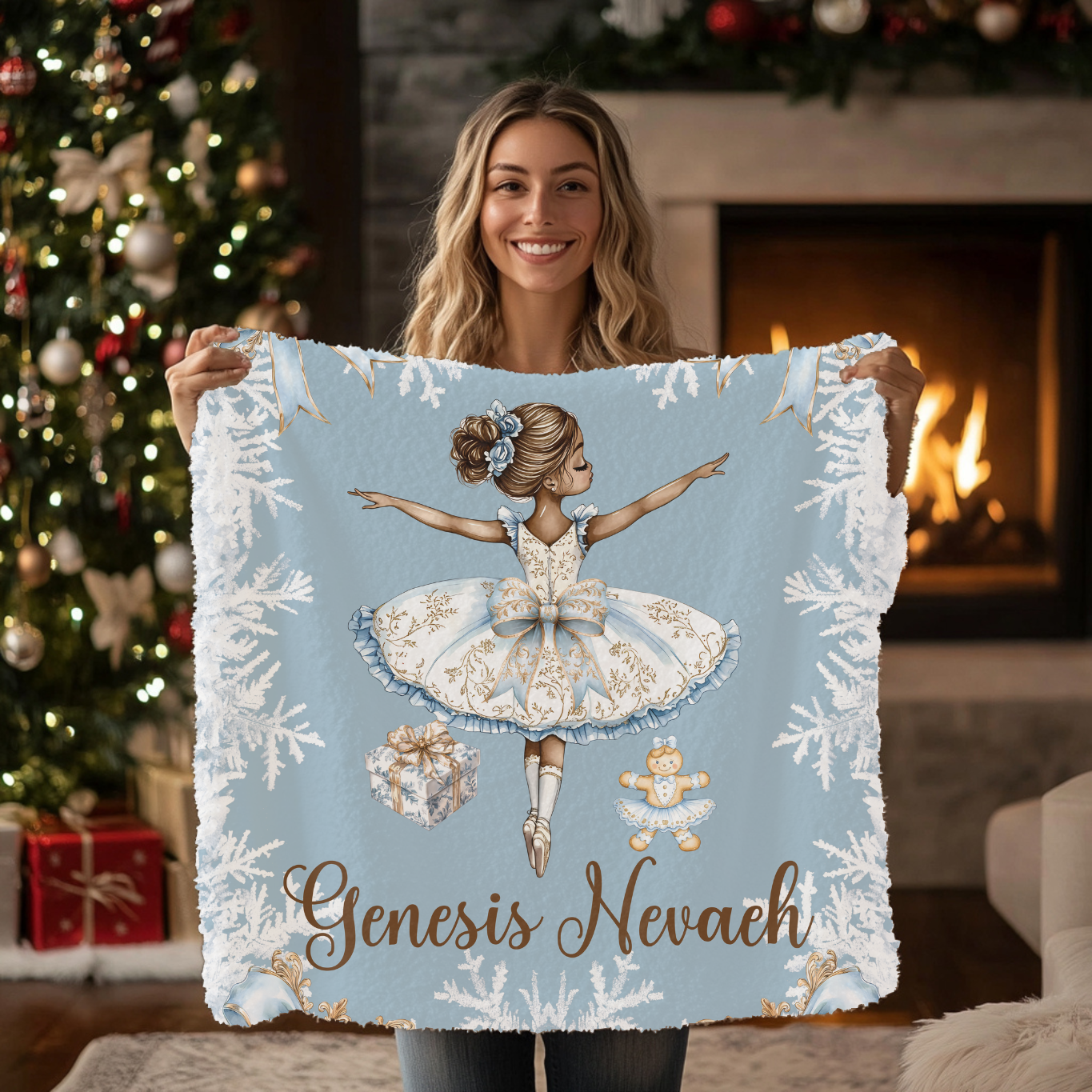 African American Snowflake Ballerina Blanket (B040)