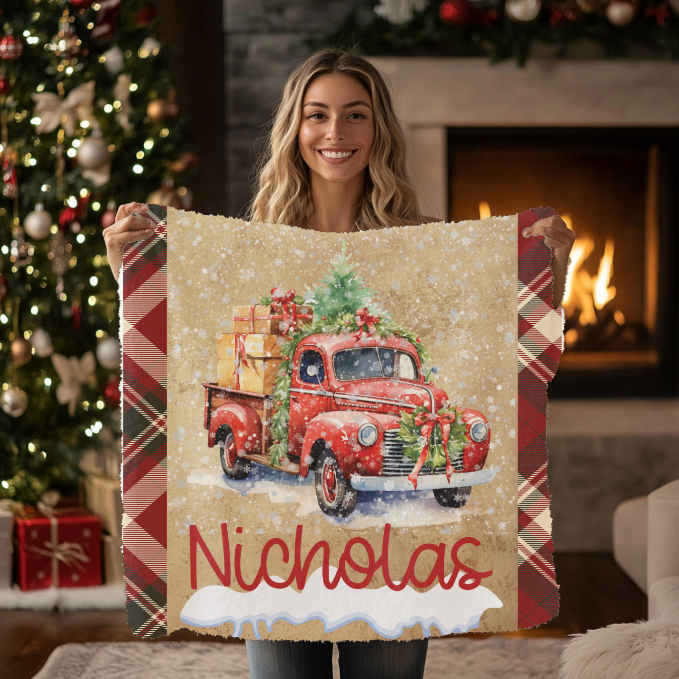 Christmas Truck Blanket (B049)