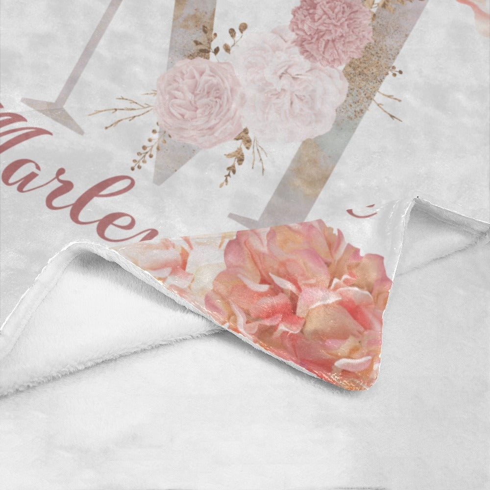 Pink Floral Monogram Blanket (B234)