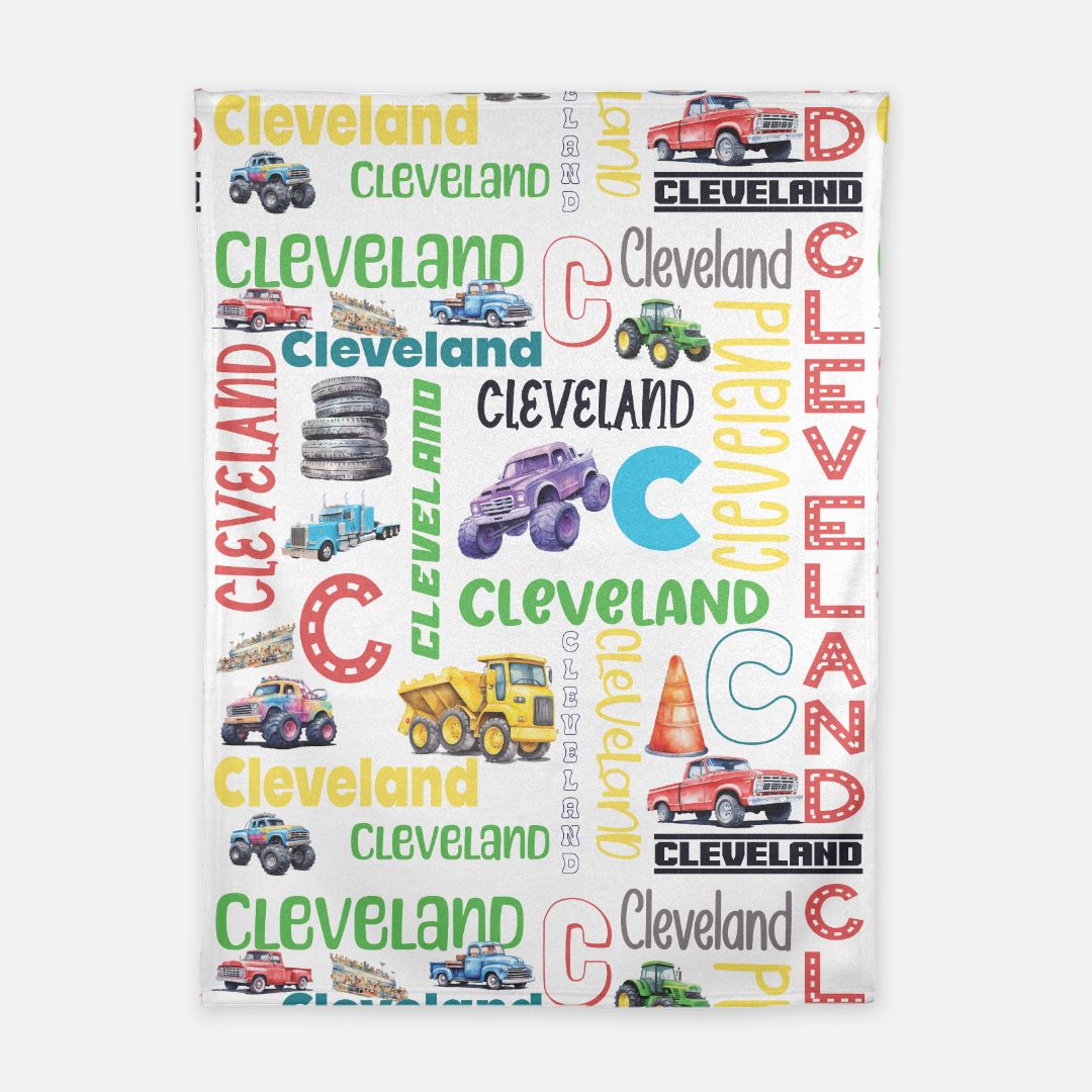 Cars and Trucks Name Blanket (B054)