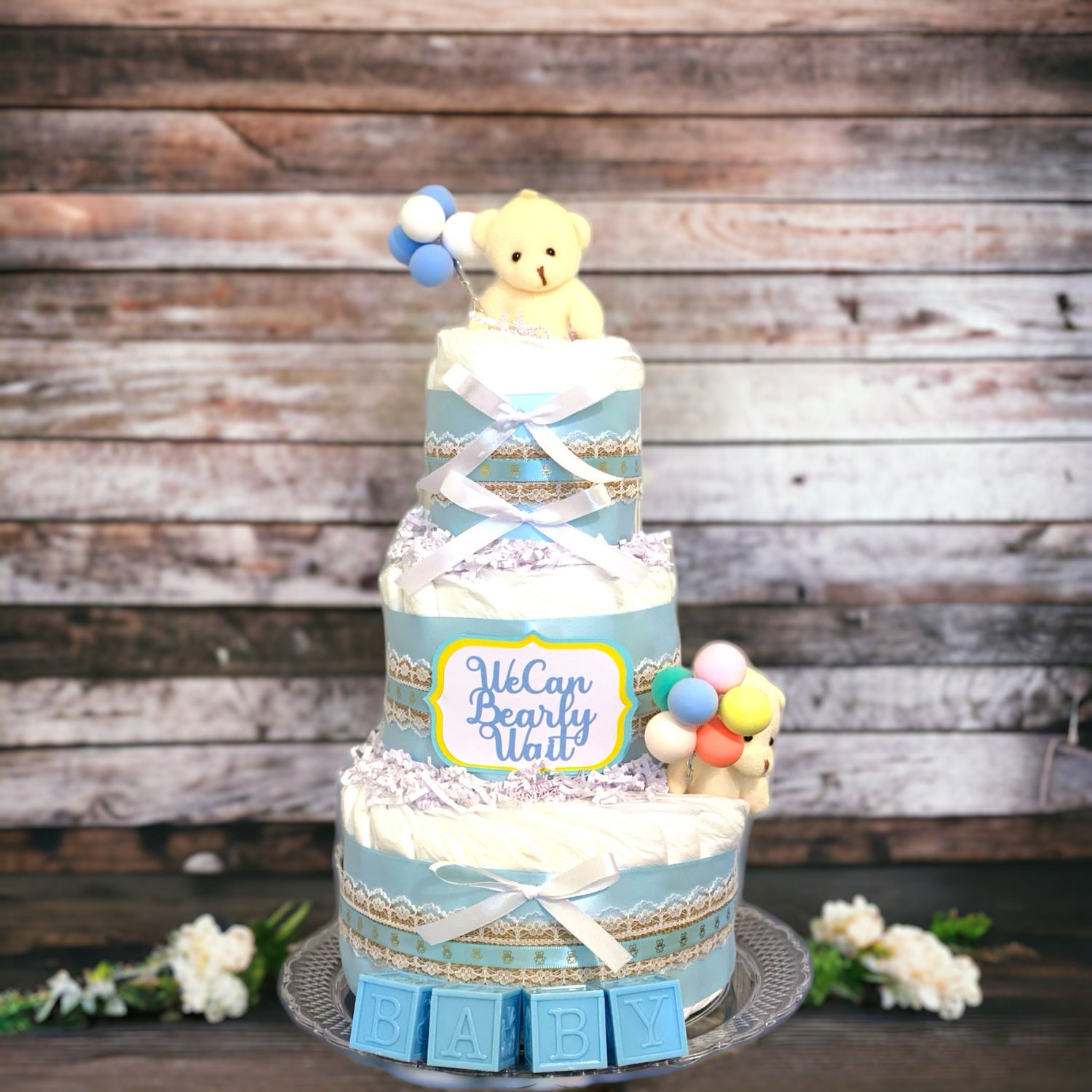 Teddy Bear Diaper Cake