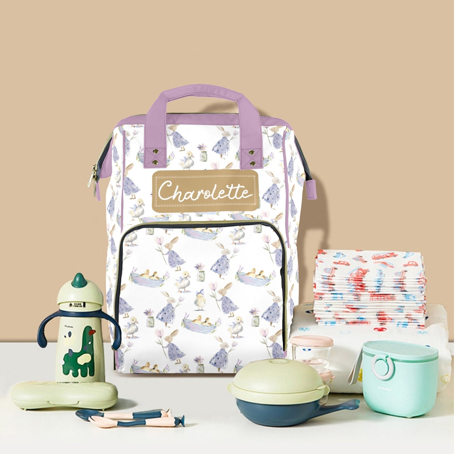 Storybook Bunny Diaper Bag (Purple)(A230)