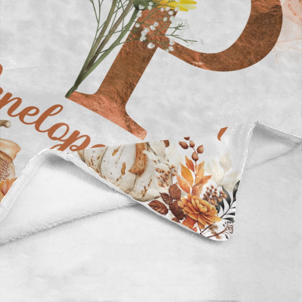 Autumn Floral Monogram Blanket (B239)