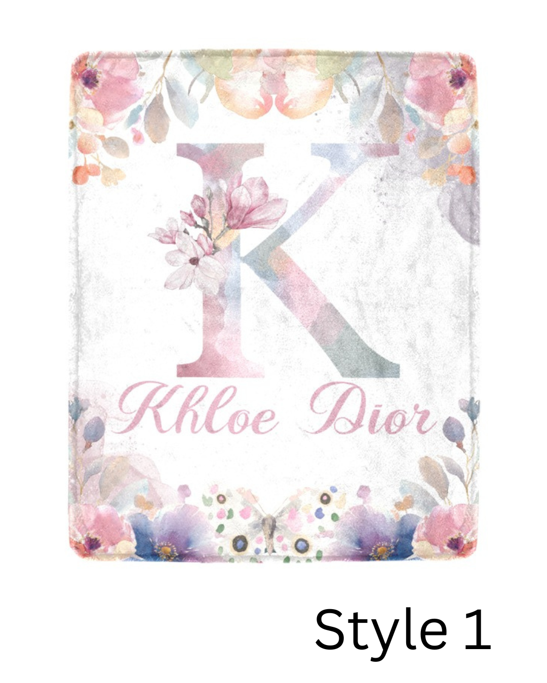 Pastel Garden Monogram Blanket (B238)