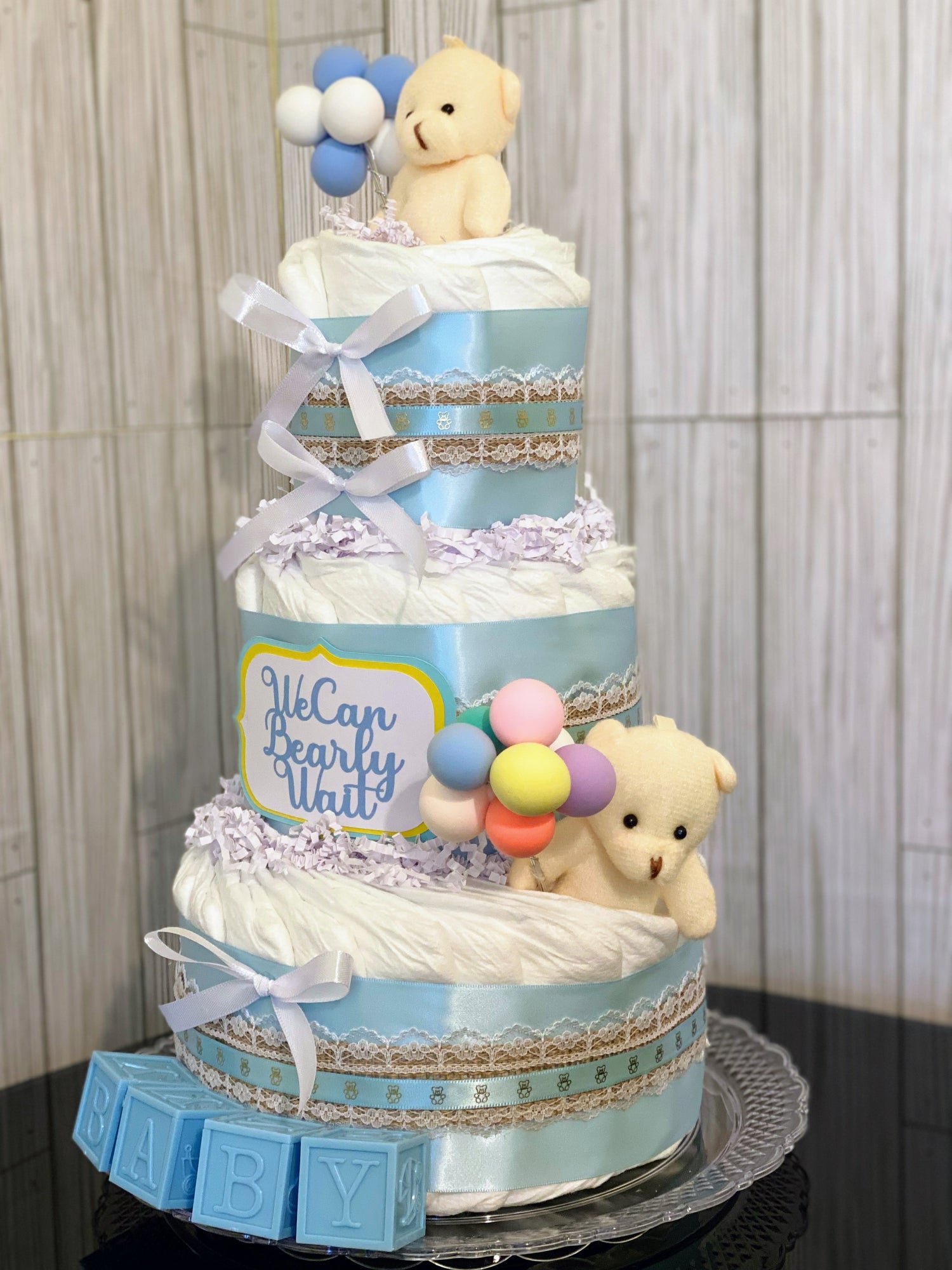 Teddy Bear Diaper Cake