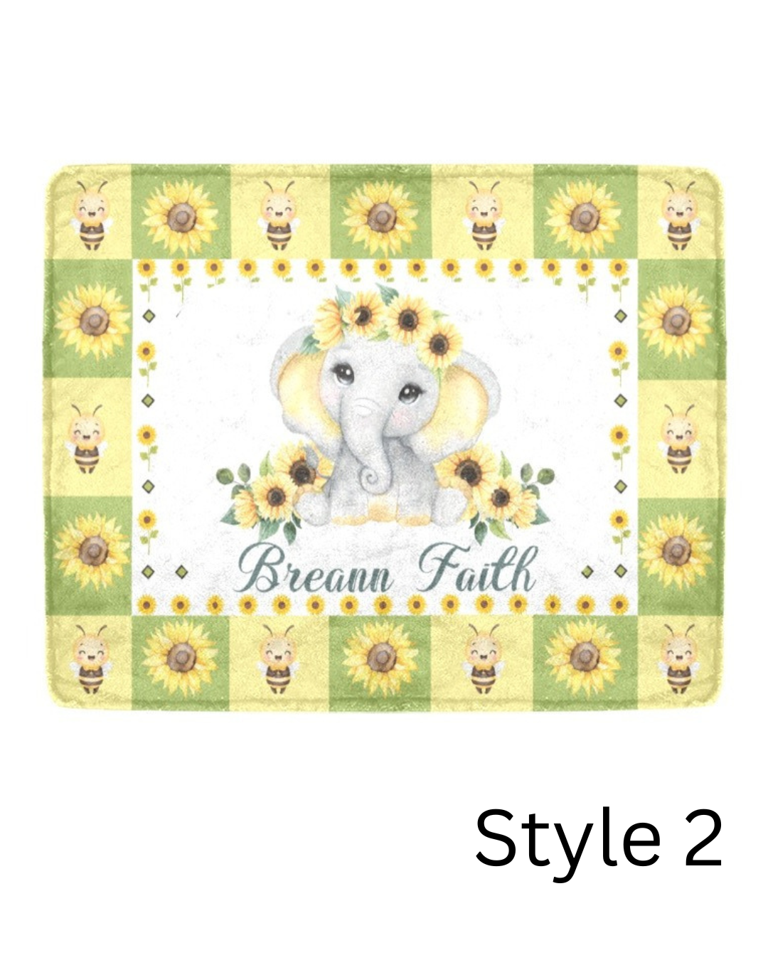Sunflower Elephant Blanket (B252)