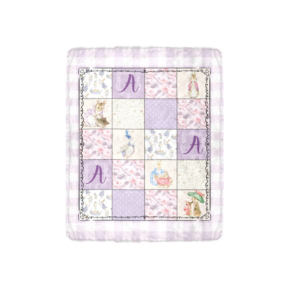 Storybook Bunny Patch Blanket (Purple) (B292)