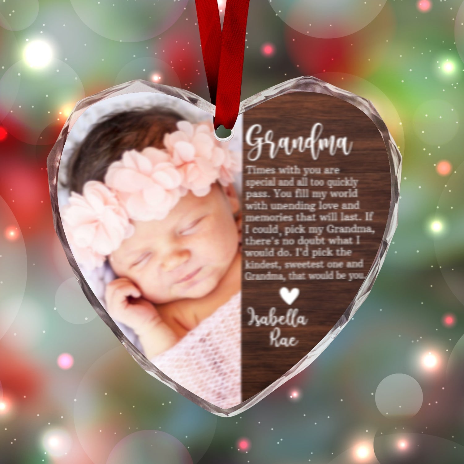 From Baby to Grandma Christmas Ornament (Glass Heart-Shaped)(A024)