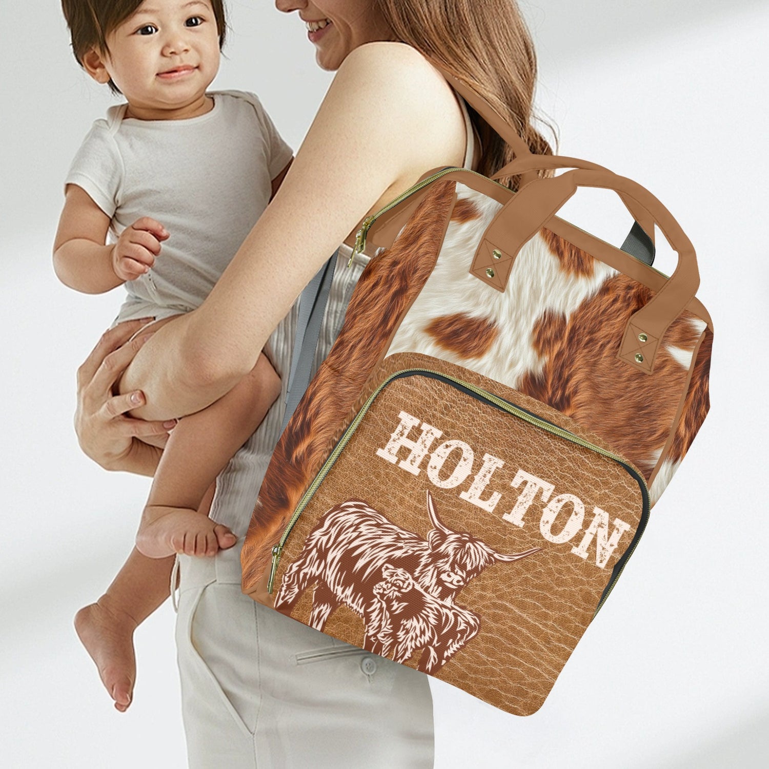 Cowhide Ranch Diaper Bag (A214)