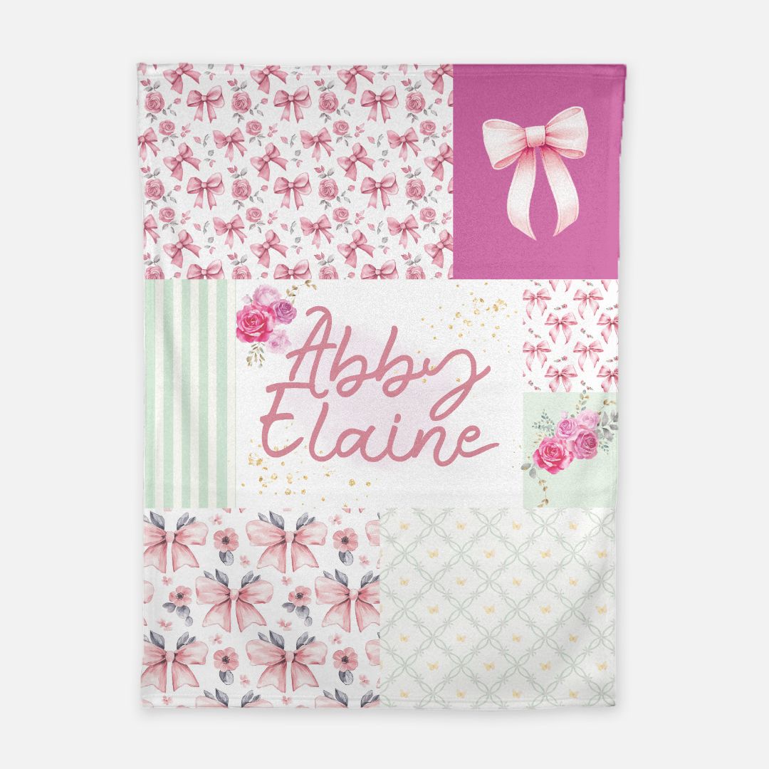 Abby Elaine's Bows in a Flower Bed Blanket (B131)
